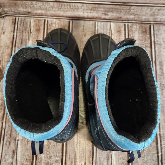 LONDON FOG Youth Girl's 4/5 Pull On Winter Snow Boot Blue Black - Picture 9 of 10